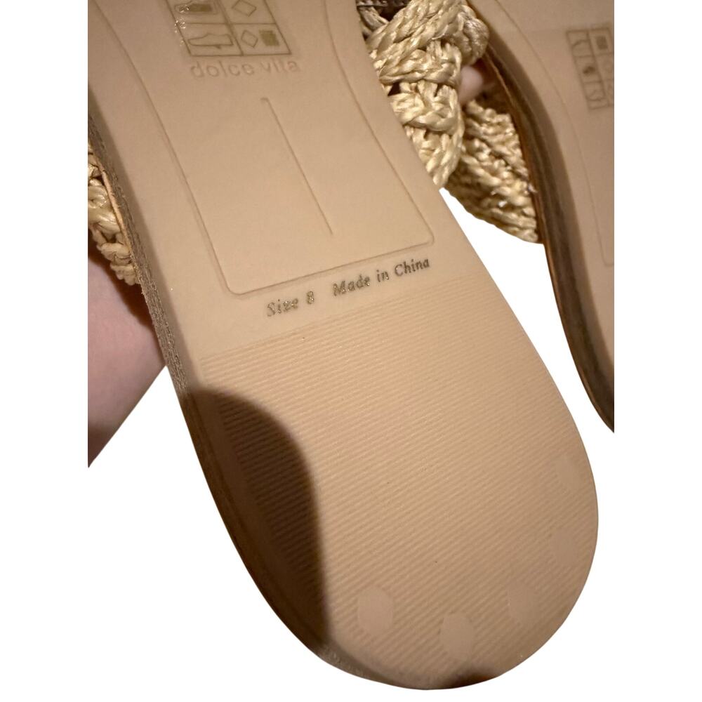 NWT Dolce Vita Dinah Light Natural Woven Raffia Bow Slide Sandals Sz. 8 - Picture 4 of 8